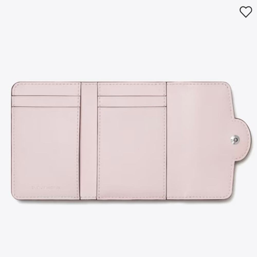 NEW Tory Burch Small Robinson Spazzolato Wallet Powder Pink Patent Leather - Picture 3 of 14